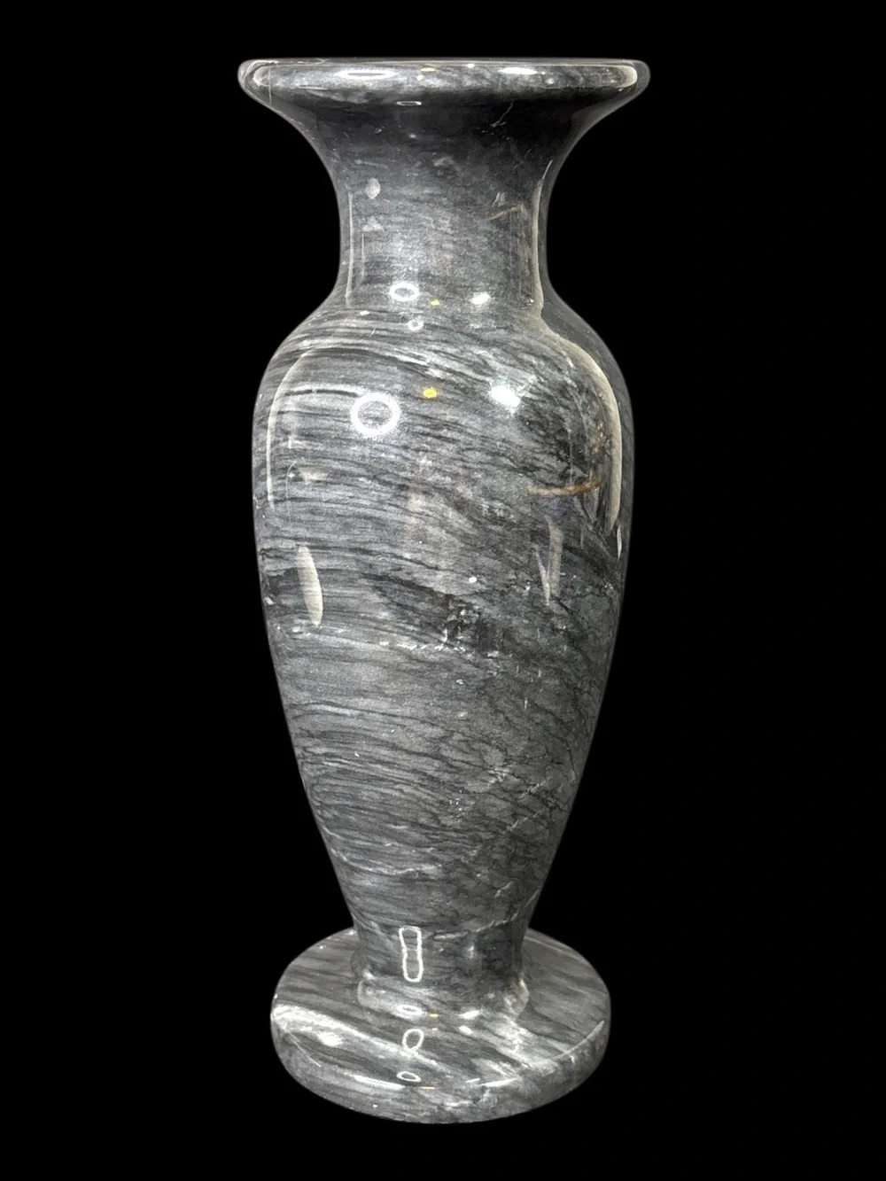 Vintage hand-carved black marble small vase. 8”